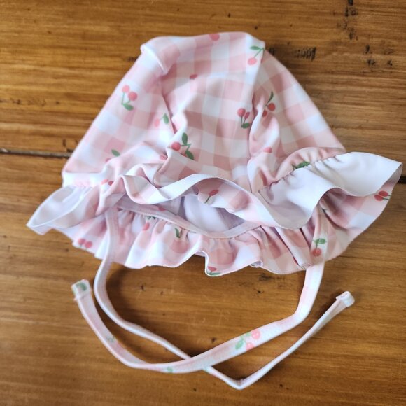 Baby Girl Cherry Print Plaid Bikini Swimsuit & Cap NWOT - Picture 14 of 14